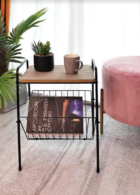 Magazine Rack Side Table Oak & Black - SLENDER