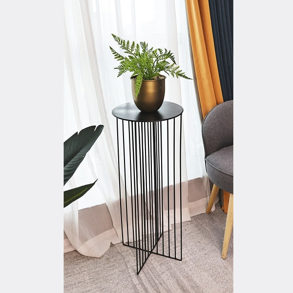 Metal Stand End Side Round Table Black - SLENDER