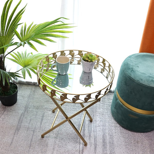 Gold Leaf Mirror Tray Foldable Table - SLENDER