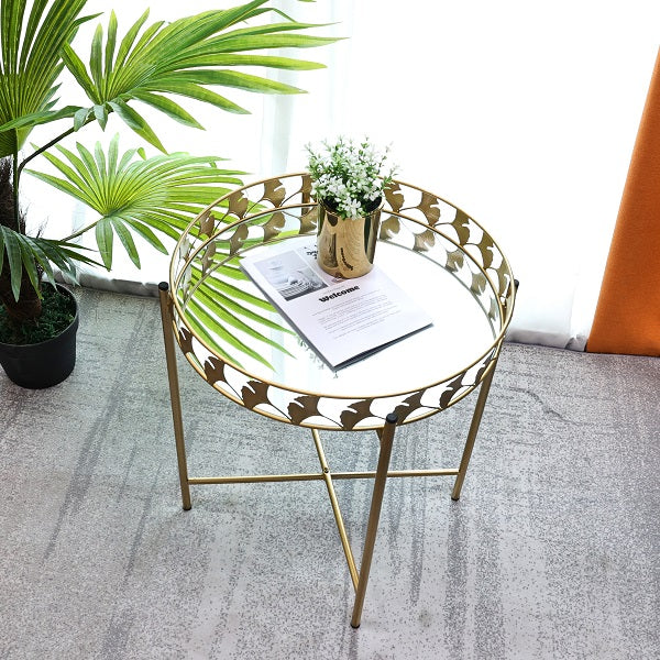 Gold Leaf Mirror Tray Table - SLENDER