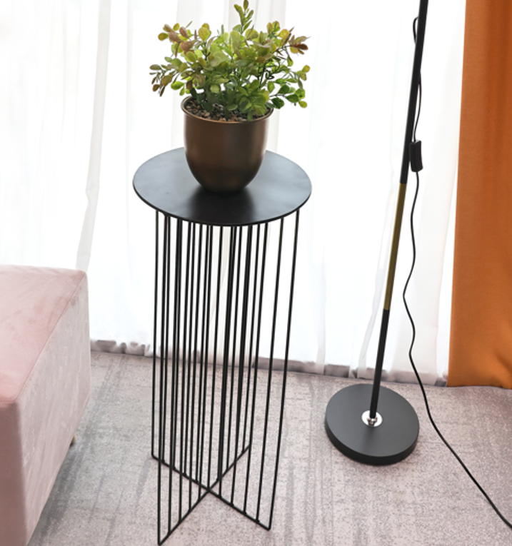 Metal Stand End Side Round Table Black - SLENDER