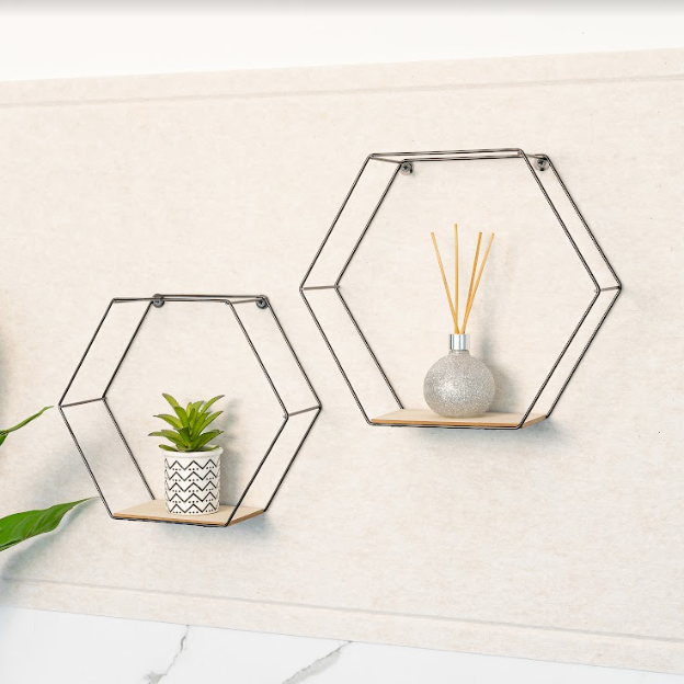 Set of 2 Hexagonal Wall Shelves - CHELF