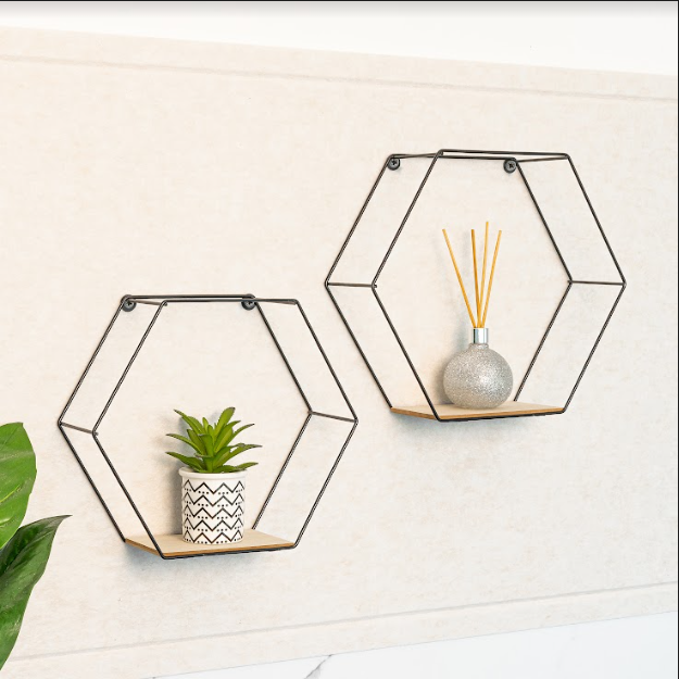 Set of 2 Hexagonal Wall Shelves - CHELF