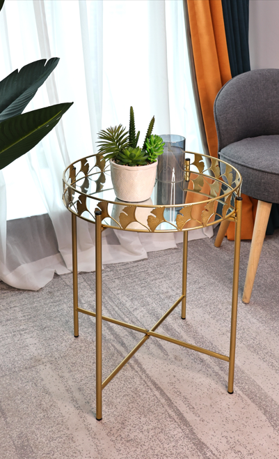 Gold Leaf Mirror Tray Table - SLENDER