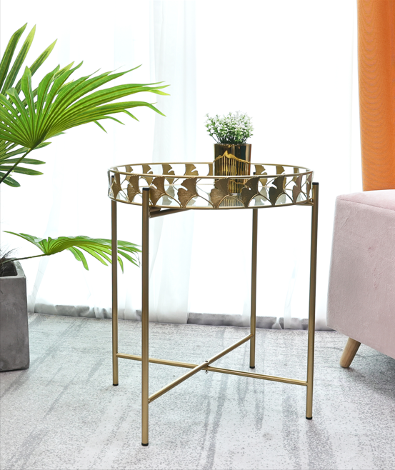 Gold Leaf Mirror Tray Table - SLENDER