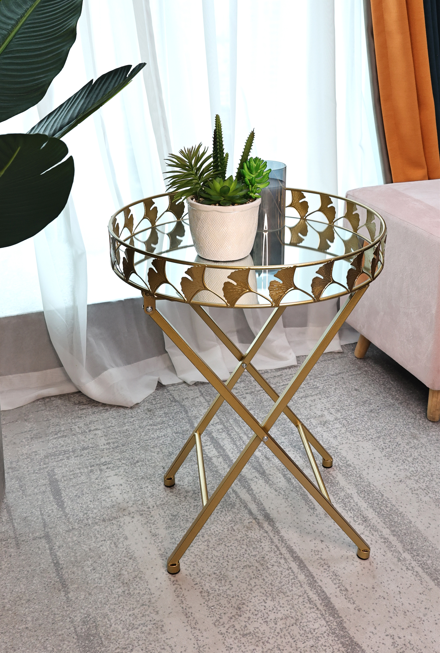 Gold Leaf Mirror Tray Foldable Table - SLENDER