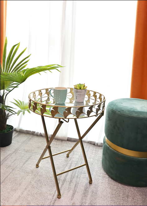 Gold Leaf Mirror Tray Foldable Table - SLENDER