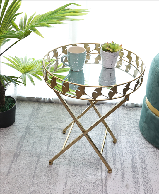 Gold Leaf Mirror Tray Foldable Table - SLENDER