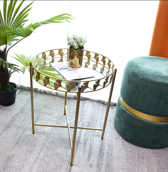 Gold Leaf Mirror Tray Table - SLENDER